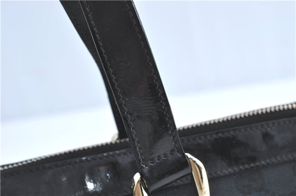 Authentic GUCCI Abbey Shoulder Tote Bag GG Canvas Leather 141470 Black 1474C