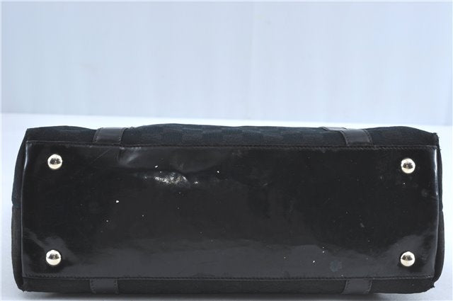 Authentic GUCCI Abbey Shoulder Tote Bag GG Canvas Leather 141470 Black 1474C