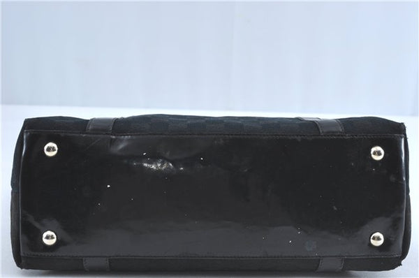 Authentic GUCCI Abbey Shoulder Tote Bag GG Canvas Leather 141470 Black 1474C