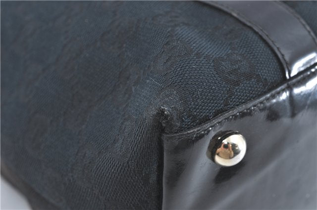 Authentic GUCCI Abbey Shoulder Tote Bag GG Canvas Leather 141470 Black 1474C