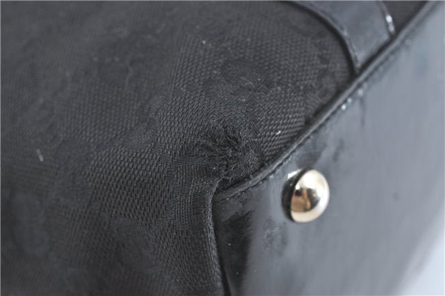 Authentic GUCCI Abbey Shoulder Tote Bag GG Canvas Leather 141470 Black 1474C