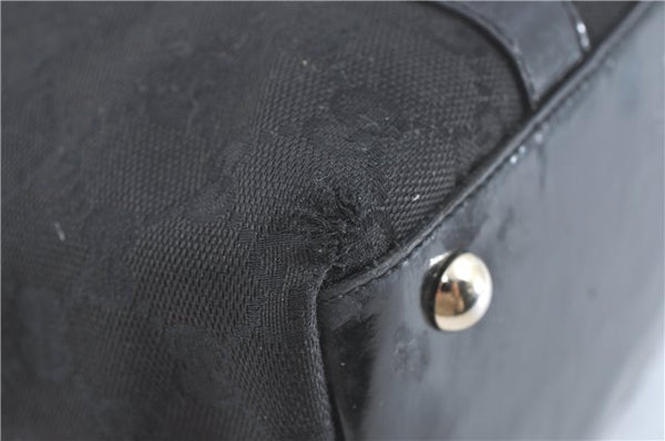 Authentic GUCCI Abbey Shoulder Tote Bag GG Canvas Leather 141470 Black 1474C