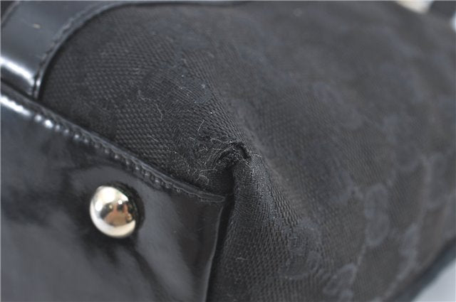 Authentic GUCCI Abbey Shoulder Tote Bag GG Canvas Leather 141470 Black 1474C