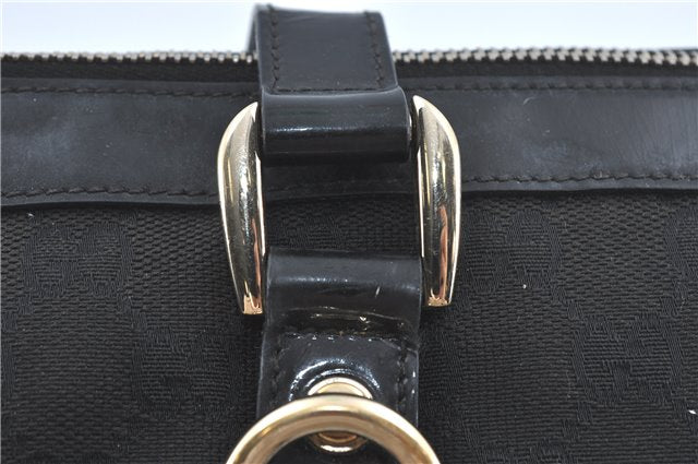 Authentic GUCCI Abbey Shoulder Tote Bag GG Canvas Leather 141470 Black 1474C