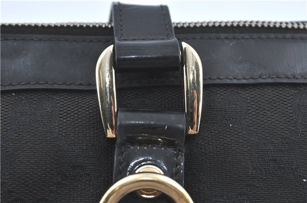 Authentic GUCCI Abbey Shoulder Tote Bag GG Canvas Leather 141470 Black 1474C