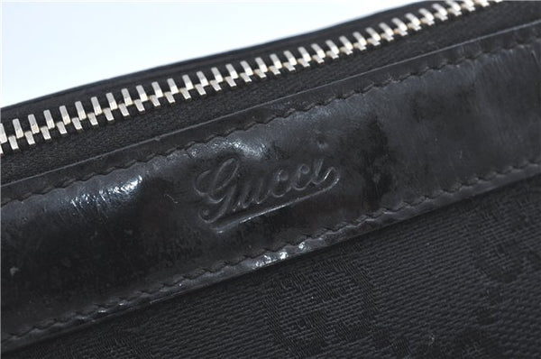 Authentic GUCCI Abbey Shoulder Tote Bag GG Canvas Leather 141470 Black 1474C