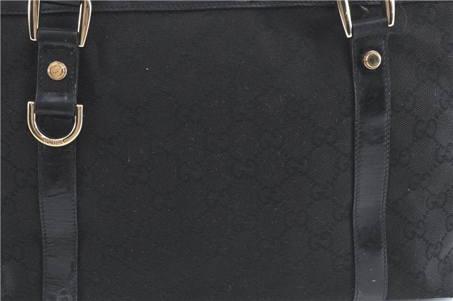 Authentic GUCCI Abbey Shoulder Tote Bag GG Canvas Leather 141470 Black 1474C