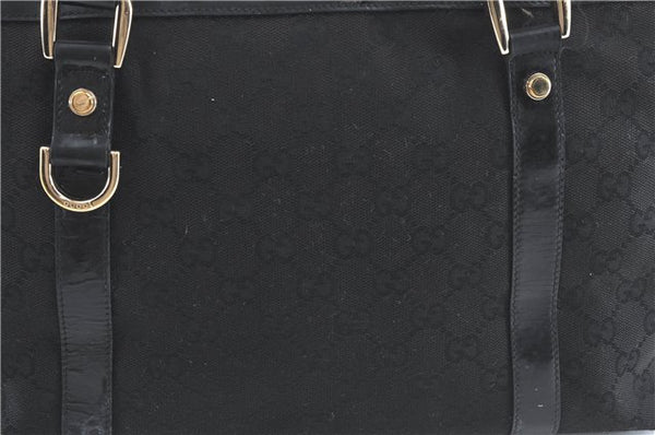 Authentic GUCCI Abbey Shoulder Tote Bag GG Canvas Leather 141470 Black 1474C