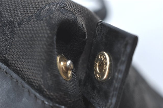 Authentic GUCCI Abbey Shoulder Tote Bag GG Canvas Leather 141470 Black 1474C