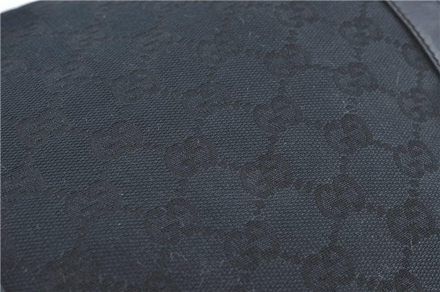 Authentic GUCCI Abbey Shoulder Tote Bag GG Canvas Leather 141470 Black 1474C