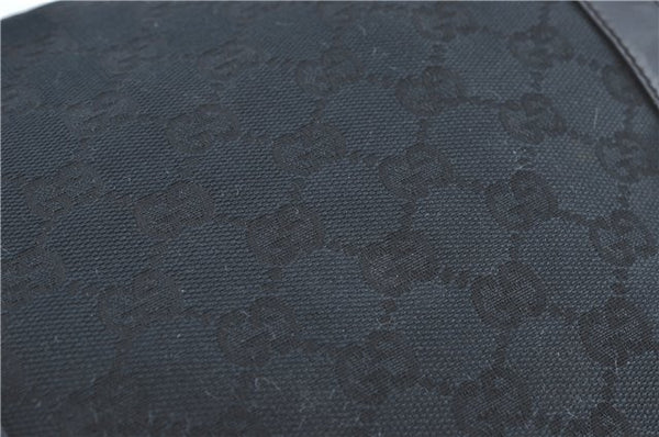 Authentic GUCCI Abbey Shoulder Tote Bag GG Canvas Leather 141470 Black 1474C