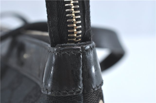 Authentic GUCCI Abbey Shoulder Tote Bag GG Canvas Leather 141470 Black 1474C