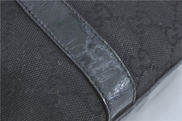 Authentic GUCCI Abbey Shoulder Tote Bag GG Canvas Leather 141470 Black 1474C