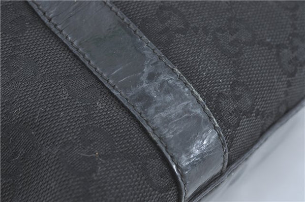 Authentic GUCCI Abbey Shoulder Tote Bag GG Canvas Leather 141470 Black 1474C