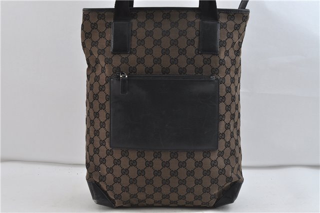 Authentic GUCCI Shoulder Tote Bag GG Canvas Leather 0190401 Black 1475D