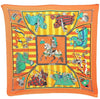 Authentic HERMES Pleats Scarf "CHOCKS EN PLUMES" Silk Orange Box 1475E