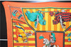 Authentic HERMES Pleats Scarf "CHOCKS EN PLUMES" Silk Orange Box 1475E