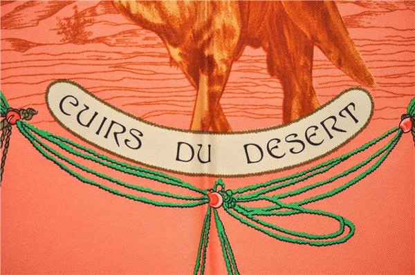 Authentic HERMES Carre 90 Scarf "Euirs du Desert" Silk Green 1478E