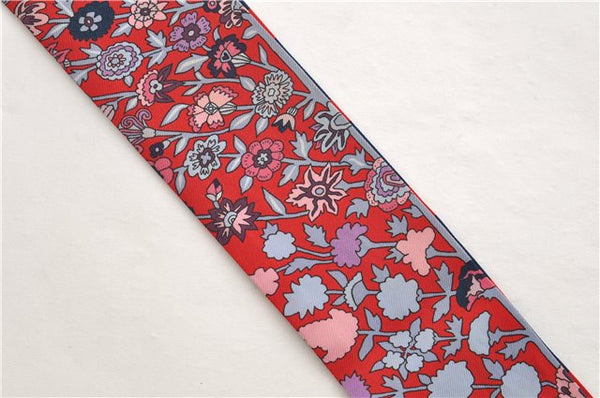 Authentic HERMES Twilly Scarf "TAPIS PERSANS" Silk Red Navy 1480E