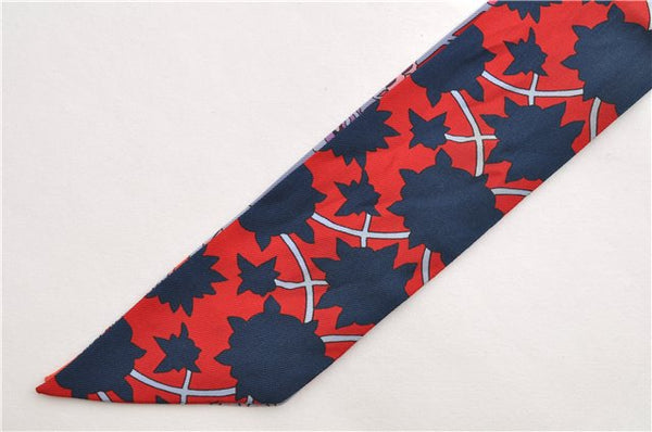 Authentic HERMES Twilly Scarf "TAPIS PERSANS" Silk Red Navy 1480E