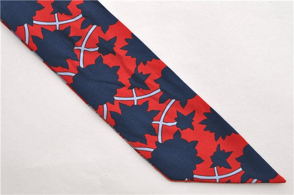 Authentic HERMES Twilly Scarf "TAPIS PERSANS" Silk Red Navy 1480E