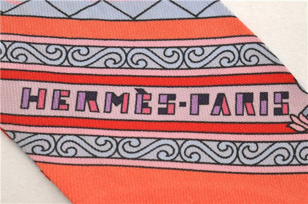 Authentic HERMES Twilly Scarf "TAPIS PERSANS" Silk Red Navy 1480E