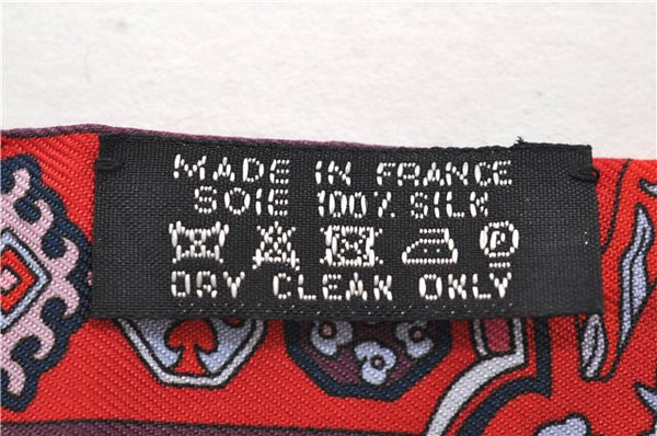 Authentic HERMES Twilly Scarf "TAPIS PERSANS" Silk Red Navy 1480E