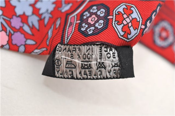 Authentic HERMES Twilly Scarf "TAPIS PERSANS" Silk Red Navy 1480E