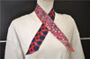 Authentic HERMES Twilly Scarf "TAPIS PERSANS" Silk Red Navy 1480E