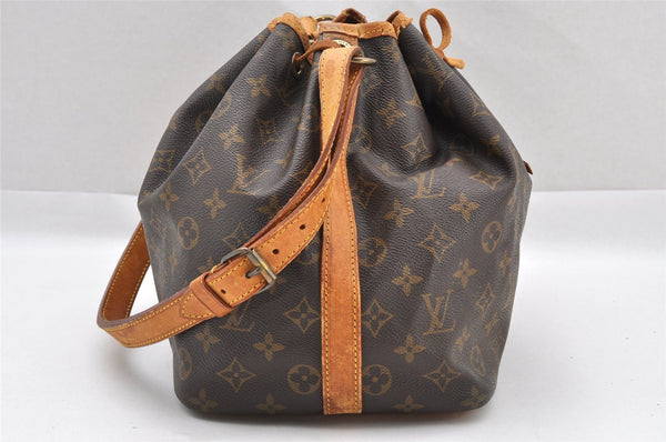 Authentic Louis Vuitton Monogram Petit Noe M42226 Shoulder Drawstring Bag 1481I