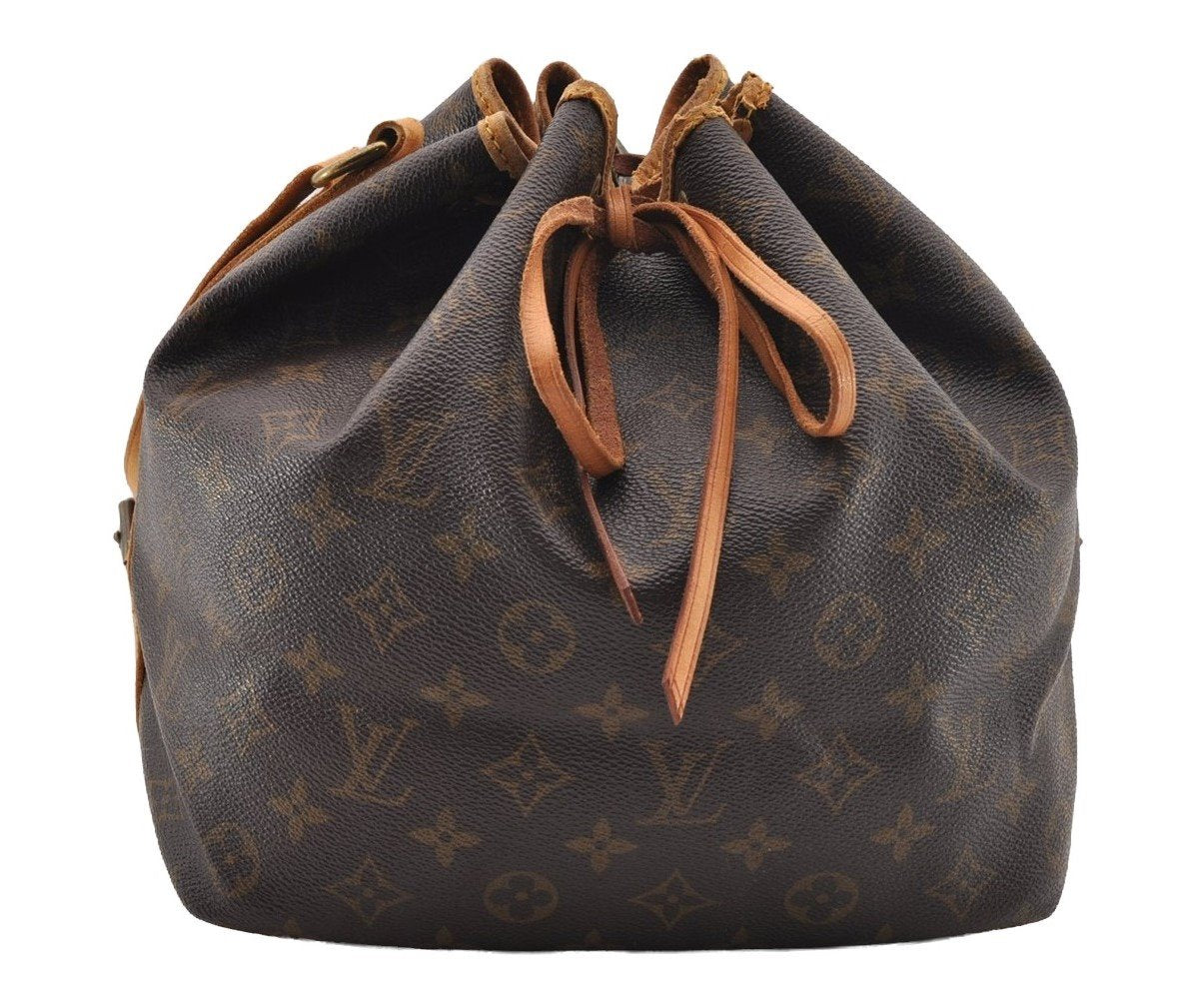 Authentic Louis Vuitton Monogram Petit Noe M42226 Shoulder Drawstring Bag 1484I