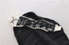 Authentic HERMES Pleats Scarf "DIES ET HORE" Silk Black Box 1485E