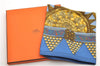 Authentic HERMES Carre 90 Scarf "L'OR DES CHEFS" Silk Blue Box 1486E