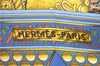 Authentic HERMES Carre 90 Scarf "L'OR DES CHEFS" Silk Blue Box 1486E