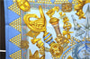 Authentic HERMES Carre 90 Scarf "L'OR DES CHEFS" Silk Blue Box 1486E