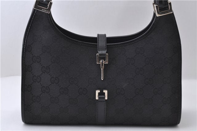 Authentic GUCCI Jackie Shoulder Hand Bag GG Canvas Leather 0021068 Black 1488D