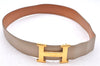 Authentic HERMES Leather Belt Reversible Size 60cm 23.6" Beige Brown 1488E