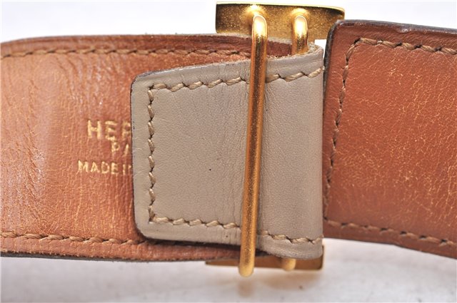 Authentic HERMES Leather Belt Reversible Size 60cm 23.6