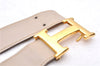 Authentic HERMES Leather Belt Reversible Size 60cm 23.6" Beige Brown 1488E