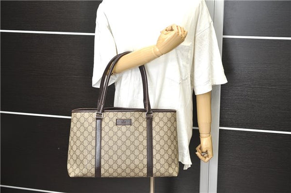 Authentic GUCCI Shoulder Tote Bag GG PVC Leather 114595 Brown 1491D