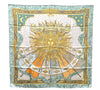 Authentic HERMES Carre 90 Scarf "CARPE DIEM" Silk Beige Green Box 1491E