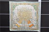 Authentic HERMES Carre 90 Scarf "CARPE DIEM" Silk Beige Green Box 1491E