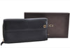 Authentic GUCCI Interlocking G Long Wallet Purse Leather 449397 Black Box 1491F