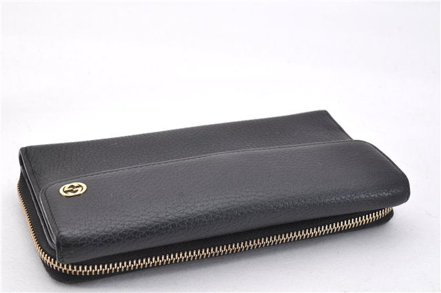 Authentic GUCCI Interlocking G Long Wallet Purse Leather 449397 Black Box 1491F