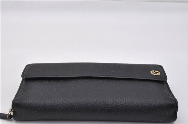 Authentic GUCCI Interlocking G Long Wallet Purse Leather 449397 Black Box 1491F