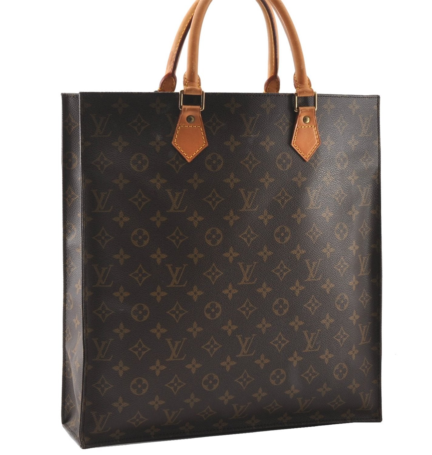 Authentic Louis Vuitton Monogram Sac Plat Hand Tote Bag M51140 LV 1492G