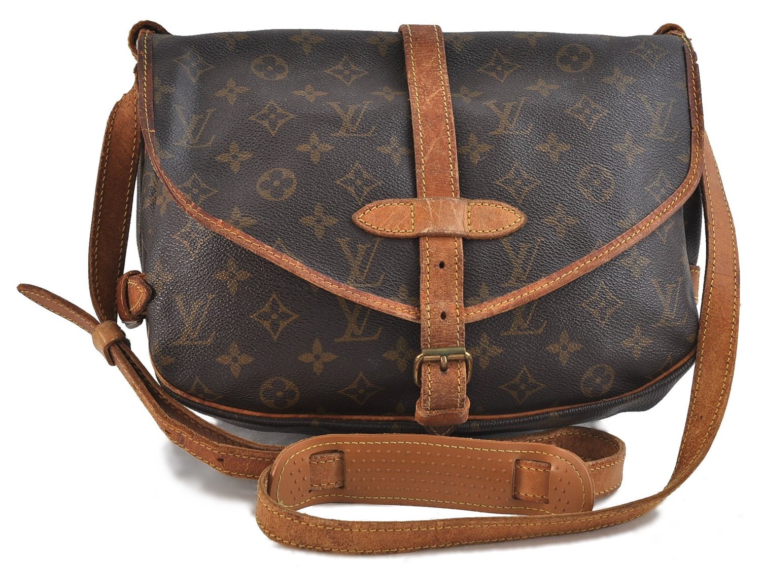 Auth Louis Vuitton Monogram Saumur 30 Shoulder Cross Body Bag M42256 LV 1494D