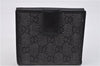 Authentic GUCCI Vintage Bifold Wallet Purse GG Canvas Leather 05504 Black 1494F