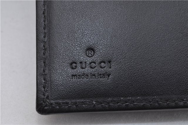 Authentic GUCCI Vintage Bifold Wallet Purse GG Canvas Leather 05504 Black 1494F