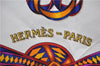 Authentic HERMES Carre 90 Scarf "LES RUBANS DU CHEVAL" Silk White 1495E